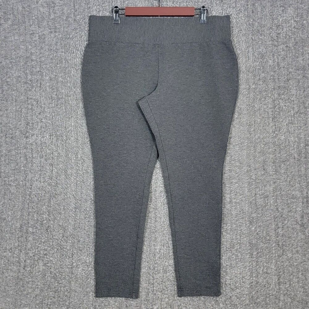 Tahari Pants Womens XL Heather Gray Pull On Ponte Knit Elastic Waist Skinny Crop